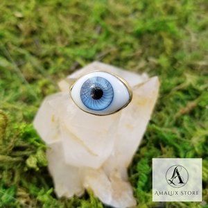 Realistic Blue Evil Eye Brass Ring